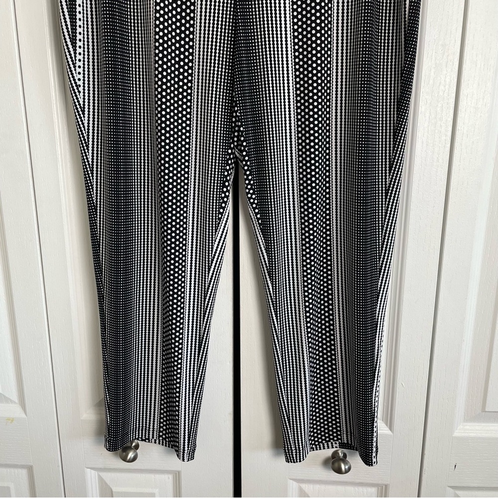 Chico's Polka Dot Stripe Pull On Pants Women’s L Ankle Black White Stretch EUC - Picture 4 of 13